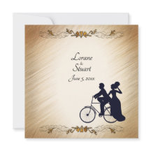 Adorável Convite Tema de Casamento Bicicleto Russo