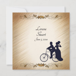 Adorável Convite Tema de Casamento Bicicleto Russo