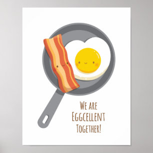 Adorável Decoração de Parede de Bacon e Ovo Juntos