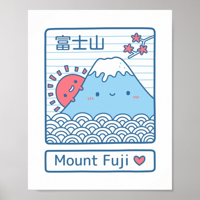 Adorável Decoração de Parede Doodle do Monte Fuji  (Frente)