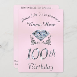 Adorável Diamond 100º Convites de festas de aniver
