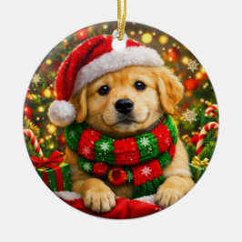 Adorável Enfeite de Natal de Cachorrinho Golden Re