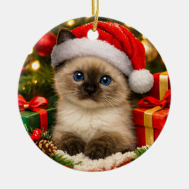 Adorável Enfeite de Natal de Gatinho Siamês