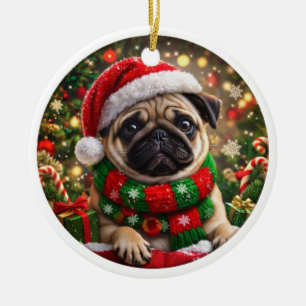 Adorável Enfeite de Natal de Pug