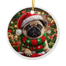 Adorável Enfeite de Natal de Pug