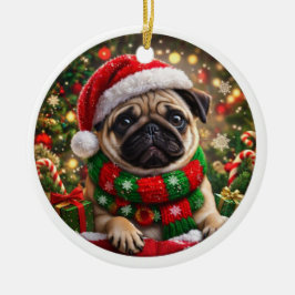 Adorável Enfeite de Natal de Pug