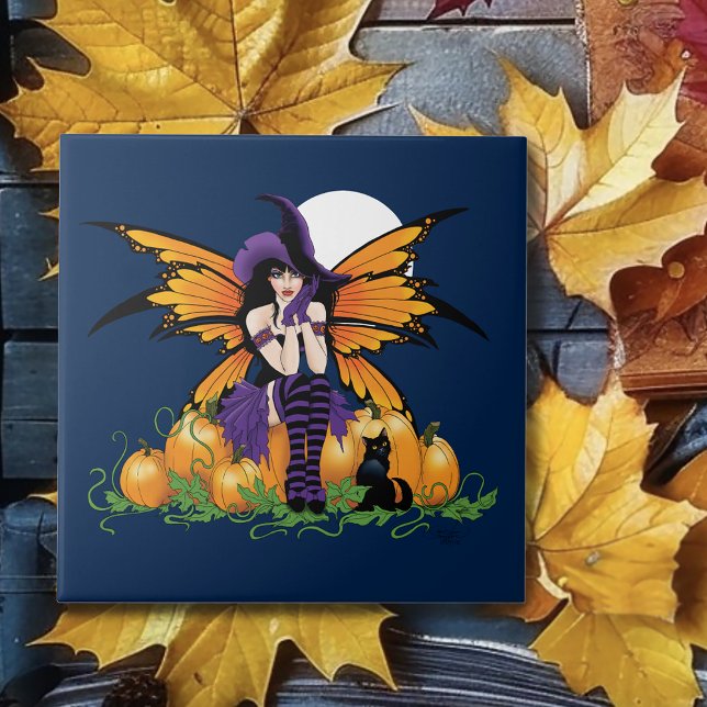Adorável Fada de Halloween com Abóbora e Gato Pret (Criador carregado)