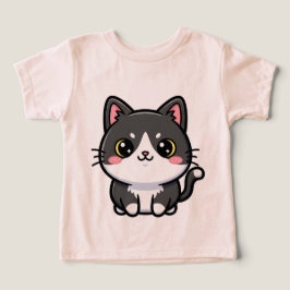 Adorável gatinho kawaii preto e branco