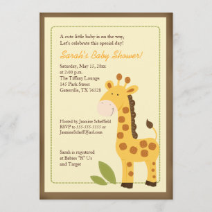 Adorável Girafa Selva 5x7 Convite para Chá de fr