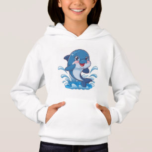 "Adorável Golfinho de Cartoon Splashing in Joy"