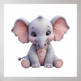 Adorável Impressão de Elefante para Berçário de Be