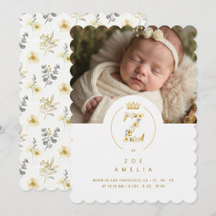 Adorável Inicial Floral Z em Dourado Brilhante par