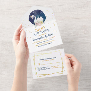 Adorável Mãe Swan ser Chá de fraldas de Menina