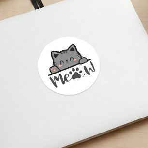 Adorável Meow Gatinho Fofo Adesivo Design Quadrado