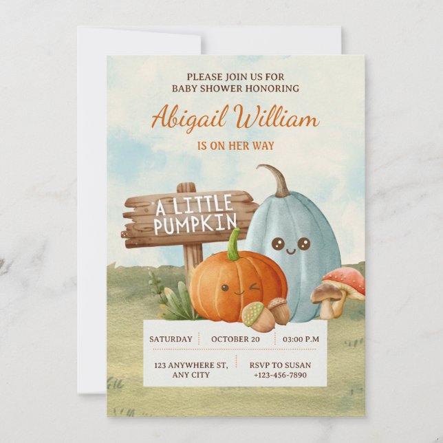 Adorável Nosso Pequeno Convite Para Chá de fraldas (Frente)