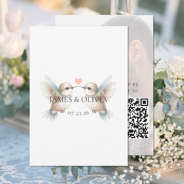 Adorável Nupção Adicionar Cartões RSVP de Código Q (Criador carregado)