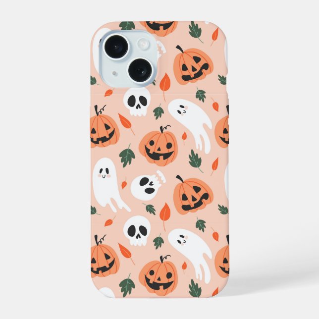 Adorável padrão de Jack-O-Lantern e Fantasma (Verso)