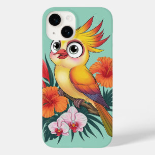 Adorável Pássaros Amarelos com flores