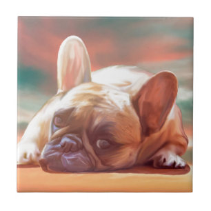 Adorável Pintura em Aquarela de Bulldog Francês