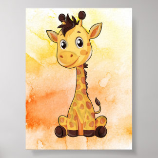 Adorável Poster de Bebê Girafa! Decoração Perfeita