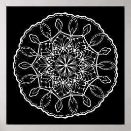 Adorável Poster de colorir preto Mandala