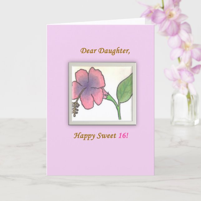 Adorável, Querida Filha, Feliz 16 Anos, cartão (Orquídea)