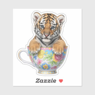Adorável Tigre Bebê em Adesivo de Vinil Personaliz