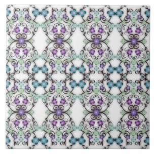 Adorável Vista de Flores Violeta Azul em Renda