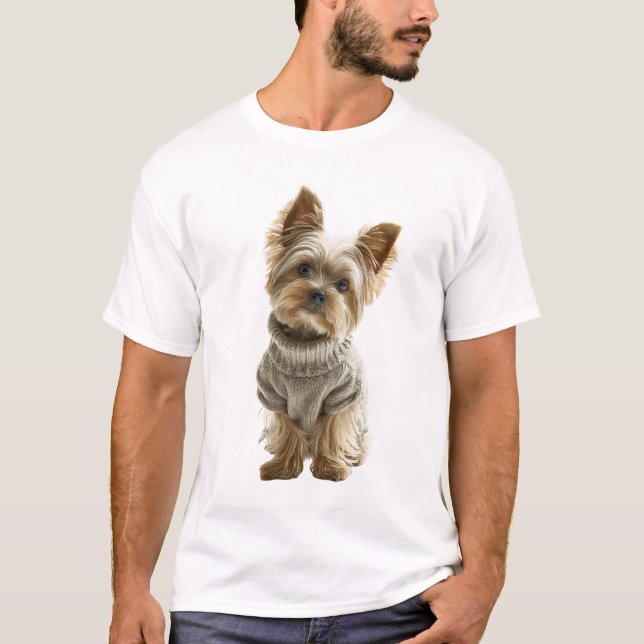Adorável Yorkshire Terrier em Suéter de Tricô Acon (Frente)