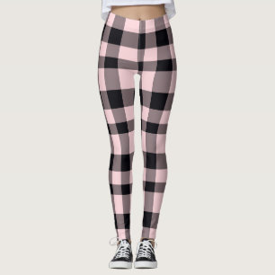 Adorei aquela Xadrez rosa/preta Leggings femininas