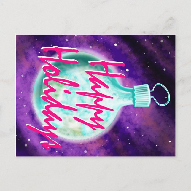 Adorno da Terra cartão postal Feliz Natal (Frente)