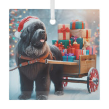 Adorno do Papai Noel da Terra Nova com um Carrinho