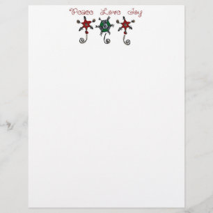 Adornos Paz Amor Alegria Carta de Natal Papel