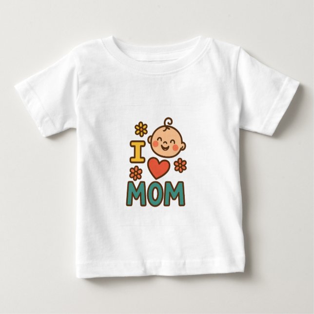 Adoro a camiseta do bebê da mamãe - Dia das Mães B (Frente)