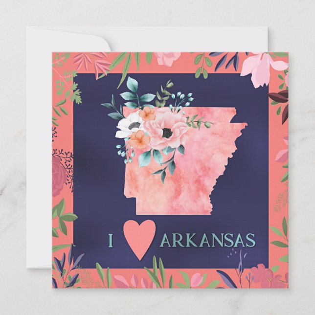 Adoro Arkansas, floral aquarela. (Frente)
