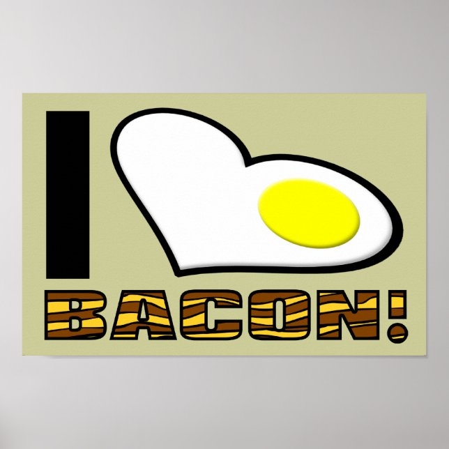 Adoro Bacon - Sinal de Poster Engraçado (Frente)