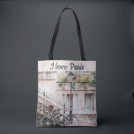 Adoro Bolsa da cena da rua Paris<br><div class="desc">Eu adoro a bolsa da cena da vila de Paris apresentando arquitetura,  uma bicicleta,  e uma lâmpada de rua,  com charme parisiense para o romântico.</div>