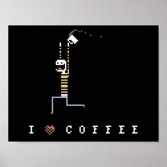 Adoro Cafeína Cafeine Cara Pixel Art Poster (Frente)