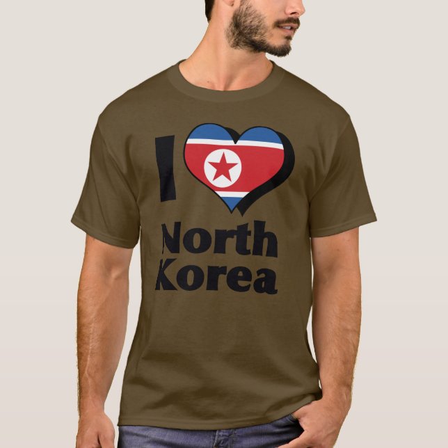 Adoro Camisa De Bandeira Da Coreia Do Norte (Frente)