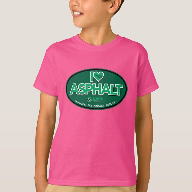 Adoro Camiseta Asfalto Crianças - Rosa (Frente)