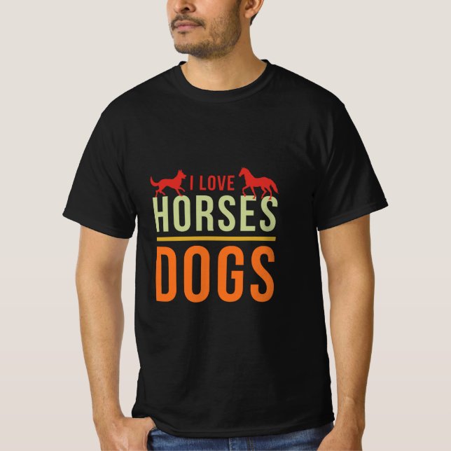 adoro camiseta clássica de cachorros-cavalos (Frente)