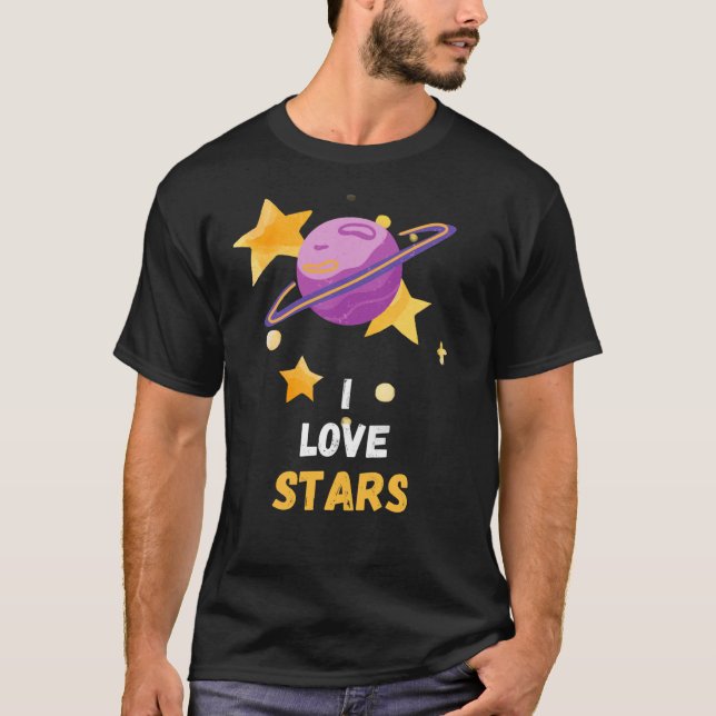 Adoro Camiseta Estrelas - Estilo Cósmico para Esar (Frente)