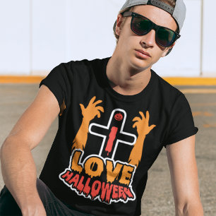 Adoro Camiseta Zombie das Mãos do Dia das Bruxas