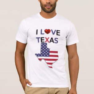 Adoro Coração Vermelho E Camisa De Bandeira Do Tex