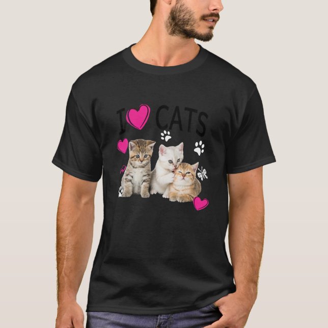 Adoro Gatos Camisa Amo Gato Adoro Gatinhos (Frente)