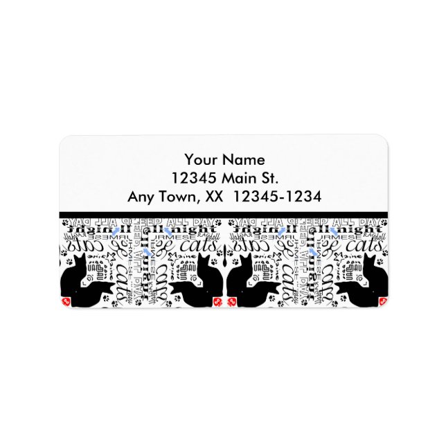Adoro Gatos Pretos Etiqueta Caleidoscópio (Frente)