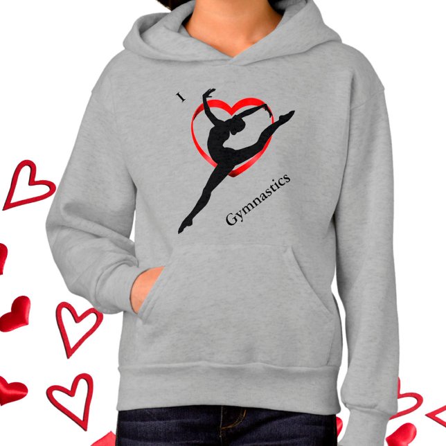 Adoro Hoodie do Coração da Ginástica para Meninas (Criador carregado)