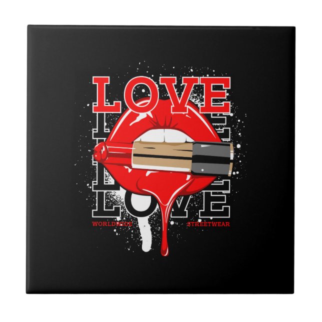 adoro lábios de roupa de rua em todo o mundo (Frente)