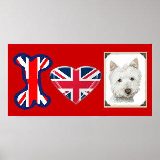 Adoro o Cachorro Westie, o Poster da Union Jack