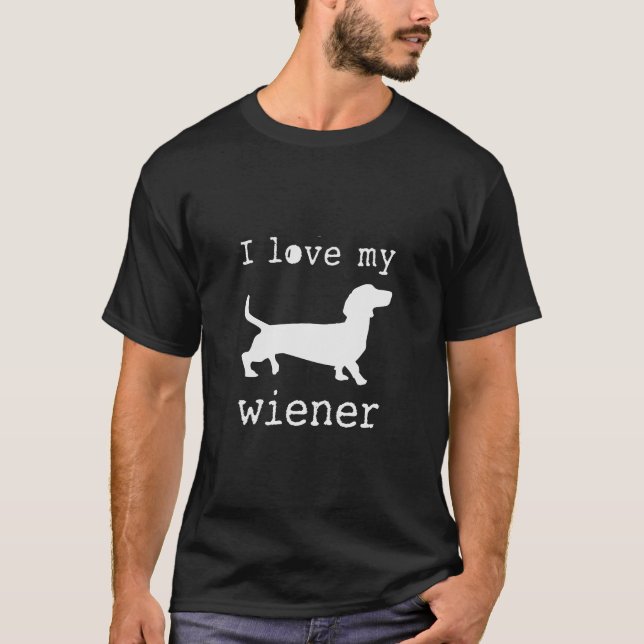 Adoro o meu cão-salsicha, camiseta doce e engraçad (Frente)